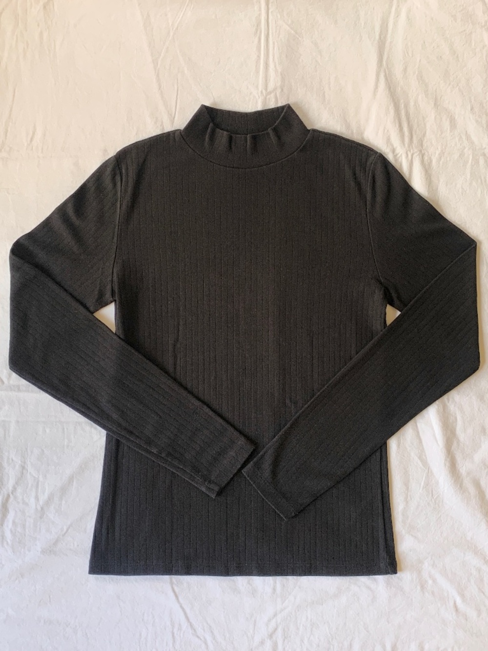 Aritzia Babaton Ribbed Mockneck Long Sleeve Top Black